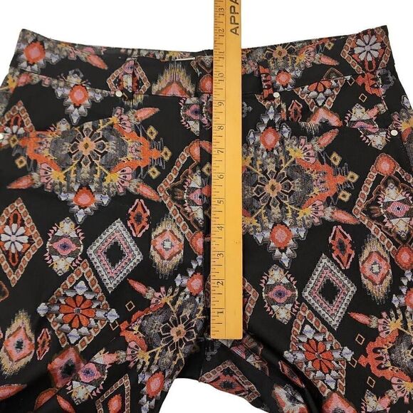 Zara Slim Printed Pants Women's Size Medium Straight Leg Side Hem Slits Multicol - Picture 8 of 15